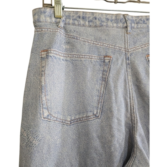 Ecru Denim-Print Wide-Leg Sweatpants 10 Pockets Zip & Button Closure Light Blue - Picture 5 of 9